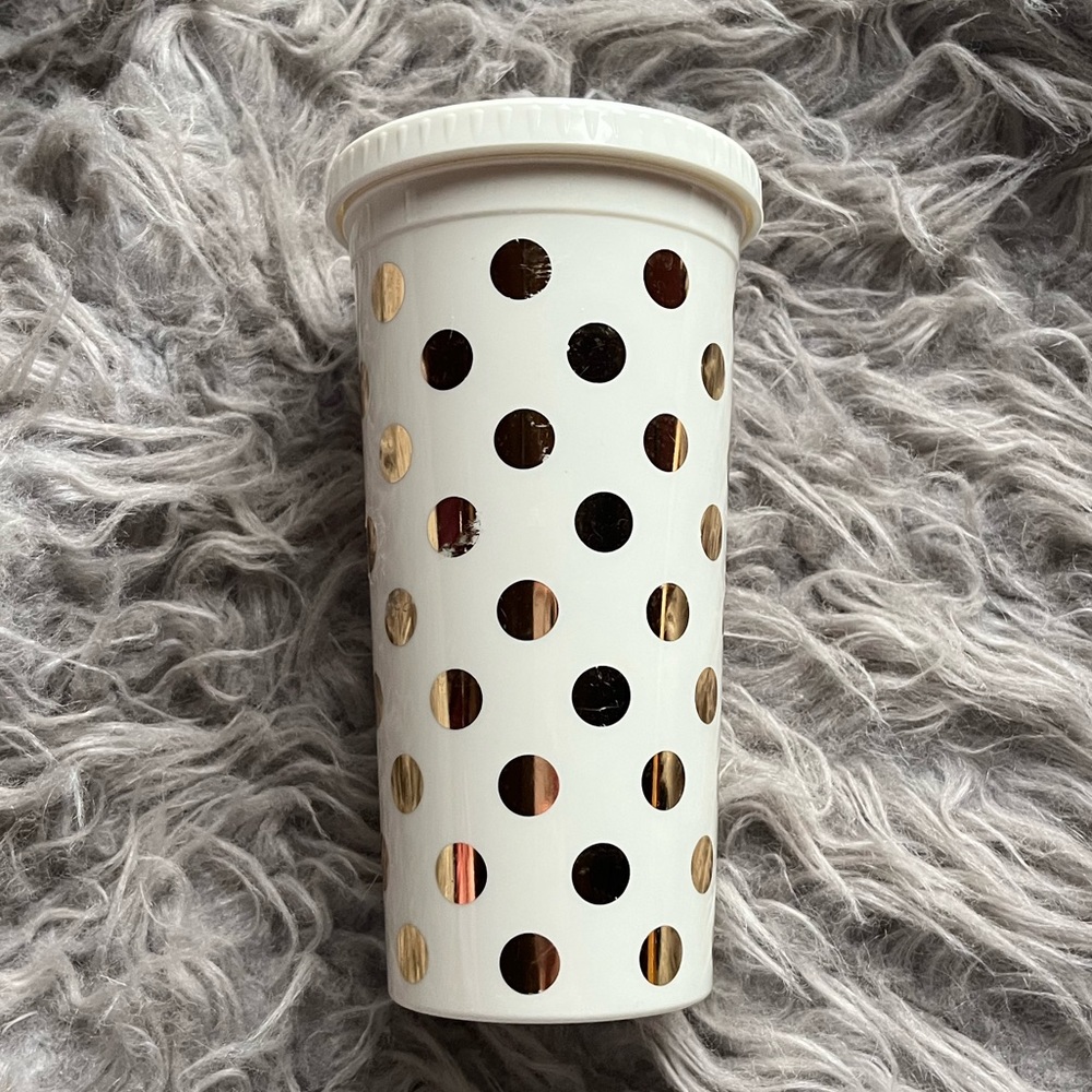 Kate spade gold dot tumbler with lid NO STRAW